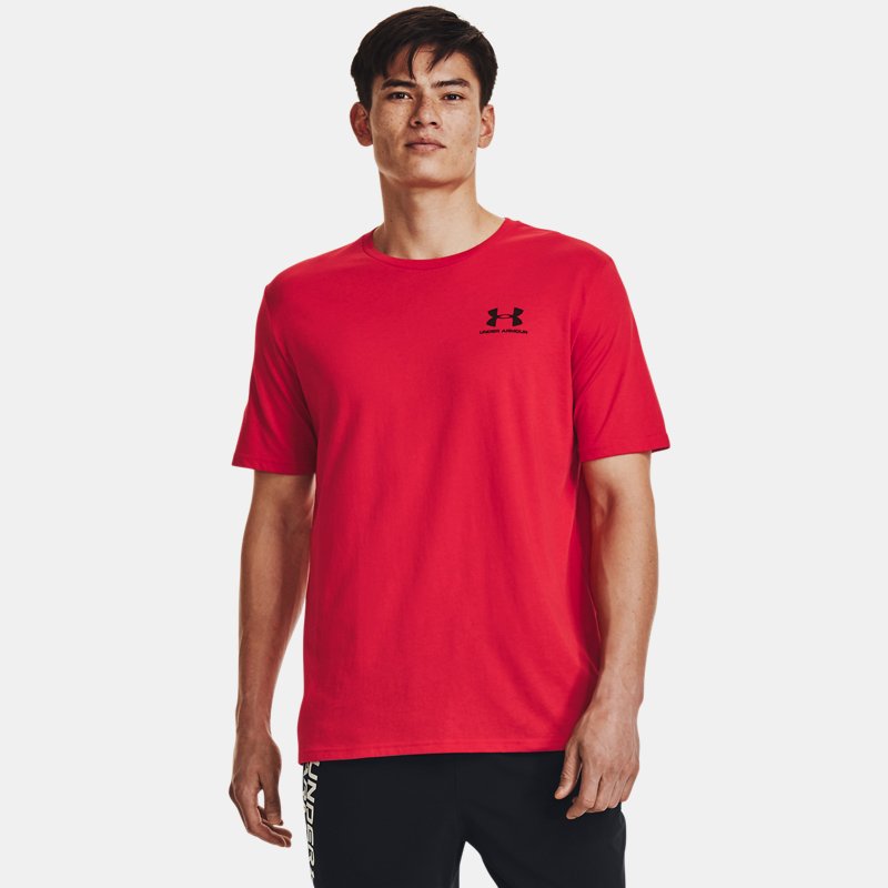 Men's Under Armour Sportstyle Left Chest Short Sleeve Shirt Red / Black XS